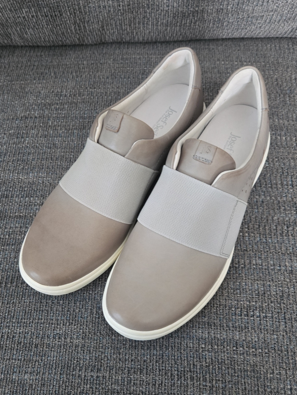 Josef Seibel Caren 14 Gray Leather Elastic-Strap Slip-On Sneakers Women's US 10